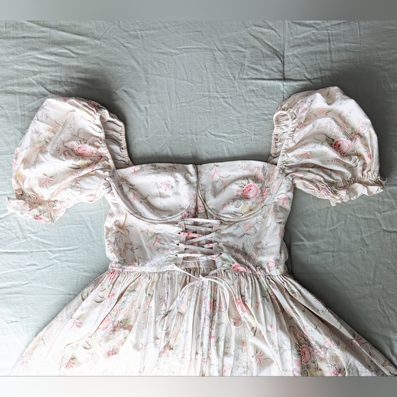 Selkie The Renaissance Gown 100% Cotton Pink Floral sz M - Sold By Anthropologie - Picture 6 of 11